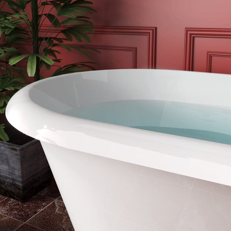 67'' Acrylic Double-Slipper Clawfoot Bathtub Freestanding Soaking Tub with Drain