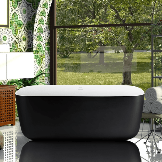 59'' Acrylic Freestanding Flatbottom Modern Rectangle Soaking Bathtub