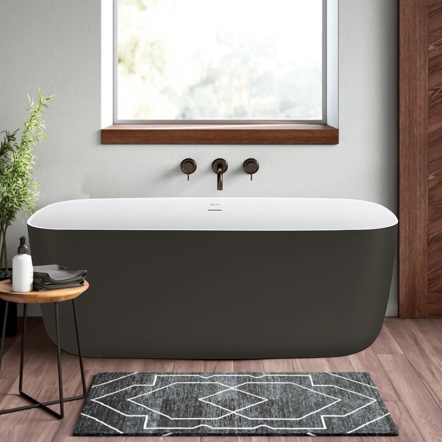 59'' Acrylic Freestanding Flatbottom Modern Rectangle Soaking Bathtub