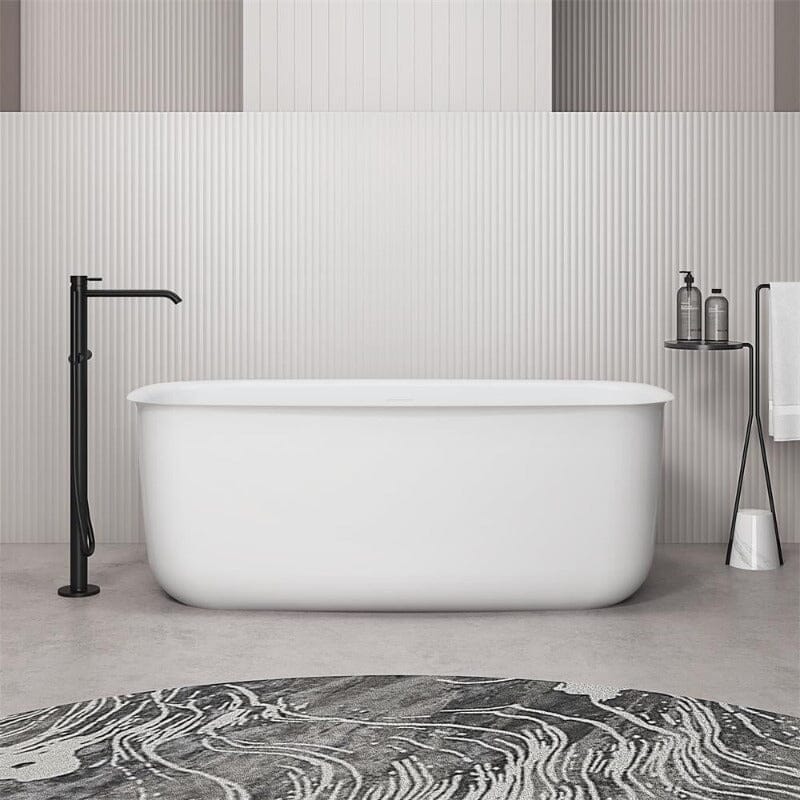 63'' Acrylic Flatbottom Bathtub with Roll Top Freestanding Soaking Tub