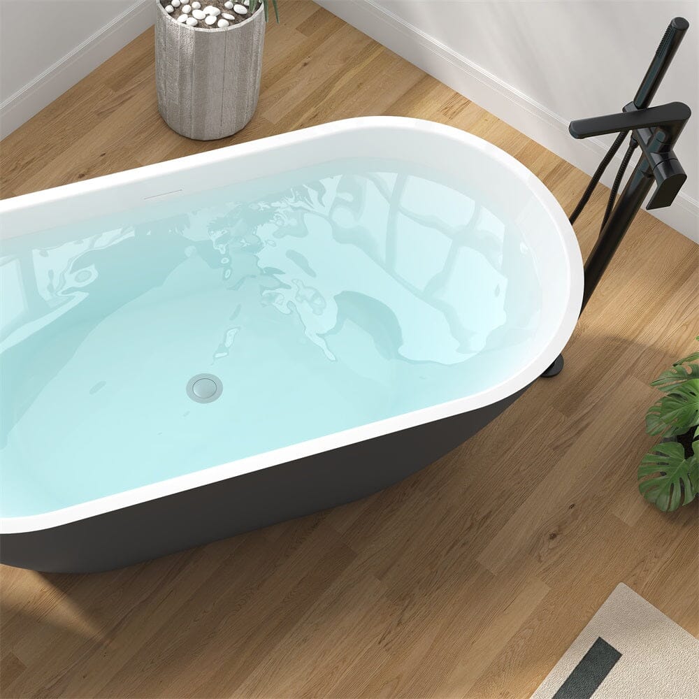 59" Oval Center Drain Soaking Freestanding Tub Acrylic