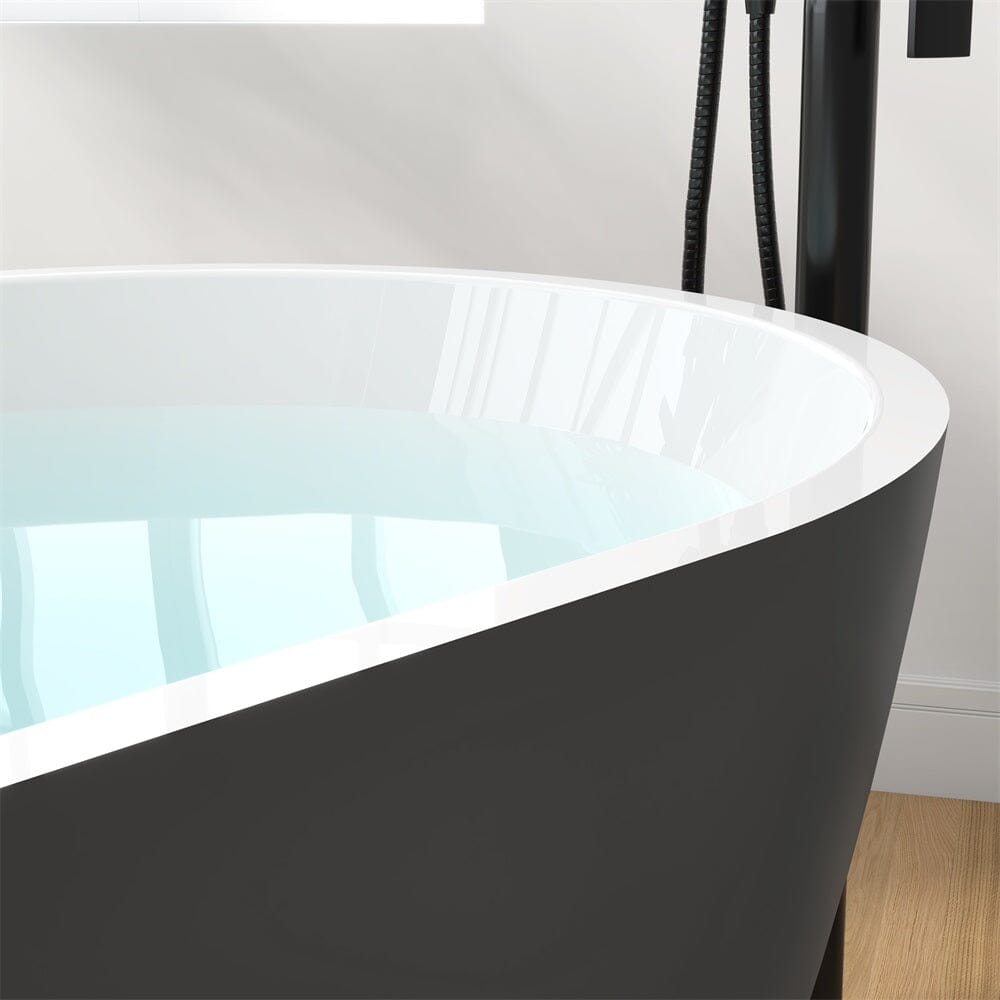 59" Oval Center Drain Soaking Freestanding Tub Acrylic