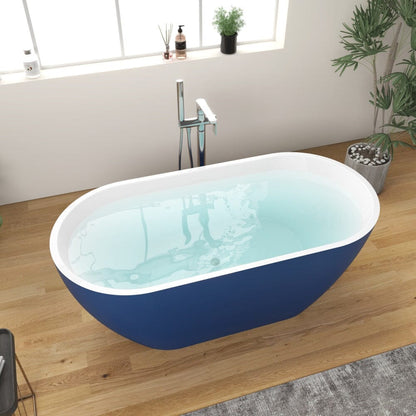 59" Oval Center Drain Soaking Freestanding Tub Acrylic