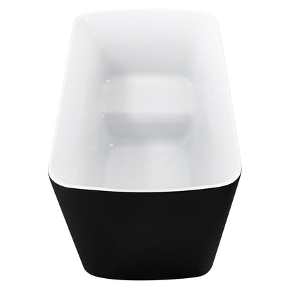 47'' Acrylic Freestanding Japanese Soaking Bathtub with Built-in Seat Matte Black