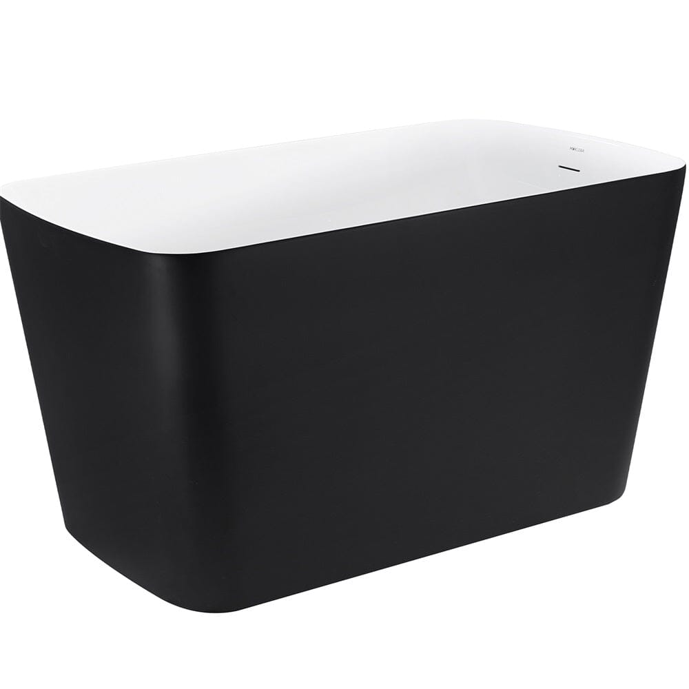 47'' Acrylic Freestanding Japanese Soaking Bathtub with Built-in Seat Matte Black