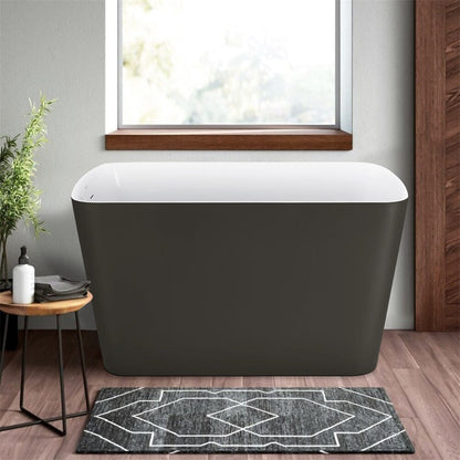 47'' Acrylic Freestanding Japanese Soaking Bathtub with Built-in Seat Gray