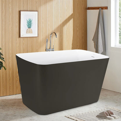 47'' Acrylic Freestanding Japanese Soaking Bathtub with Built-in Seat Gray