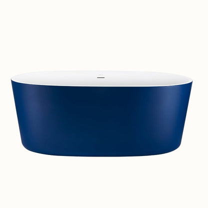 63" Acrylic Modern Bathtub Oval Shape Freestanding Soaking Tub