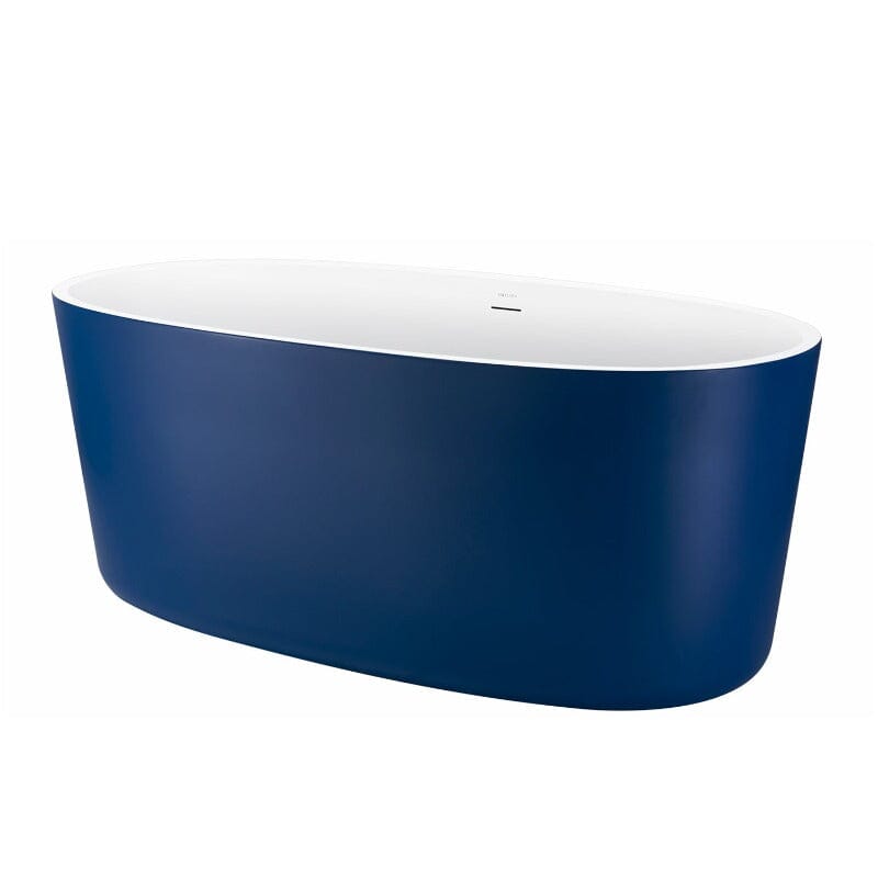 63" Acrylic Modern Bathtub Oval Shape Freestanding Soaking Tub