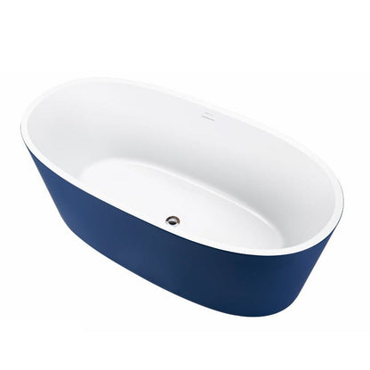 63" Acrylic Modern Bathtub Oval Shape Freestanding Soaking Tub