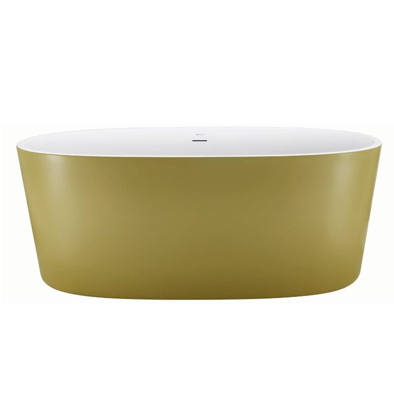 63" Acrylic Modern Bathtub Oval Shape Freestanding Soaking Tub