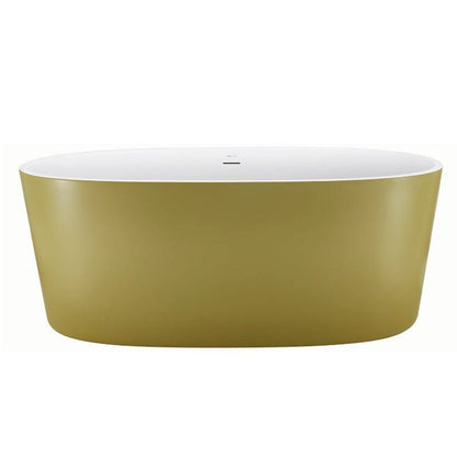 63" Acrylic Modern Bathtub Oval Shape Freestanding Soaking Tub