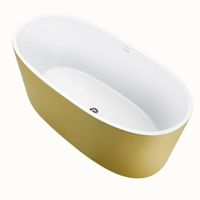 63" Acrylic Modern Bathtub Oval Shape Freestanding Soaking Tub