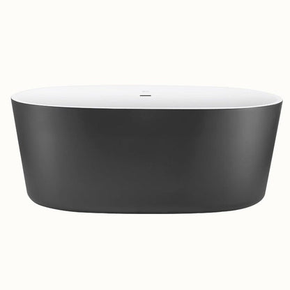 63" Acrylic Modern Bathtub Oval Shape Freestanding Soaking Tub