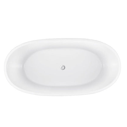 63" Acrylic Modern Bathtub Oval Shape Freestanding Soaking Tub