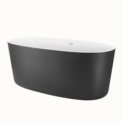 63" Acrylic Modern Bathtub Oval Shape Freestanding Soaking Tub