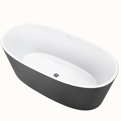 63" Acrylic Modern Bathtub Oval Shape Freestanding Soaking Tub