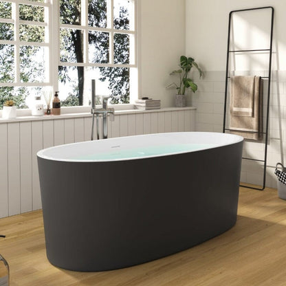 63" Acrylic Modern Bathtub Oval Shape Freestanding Soaking Tub