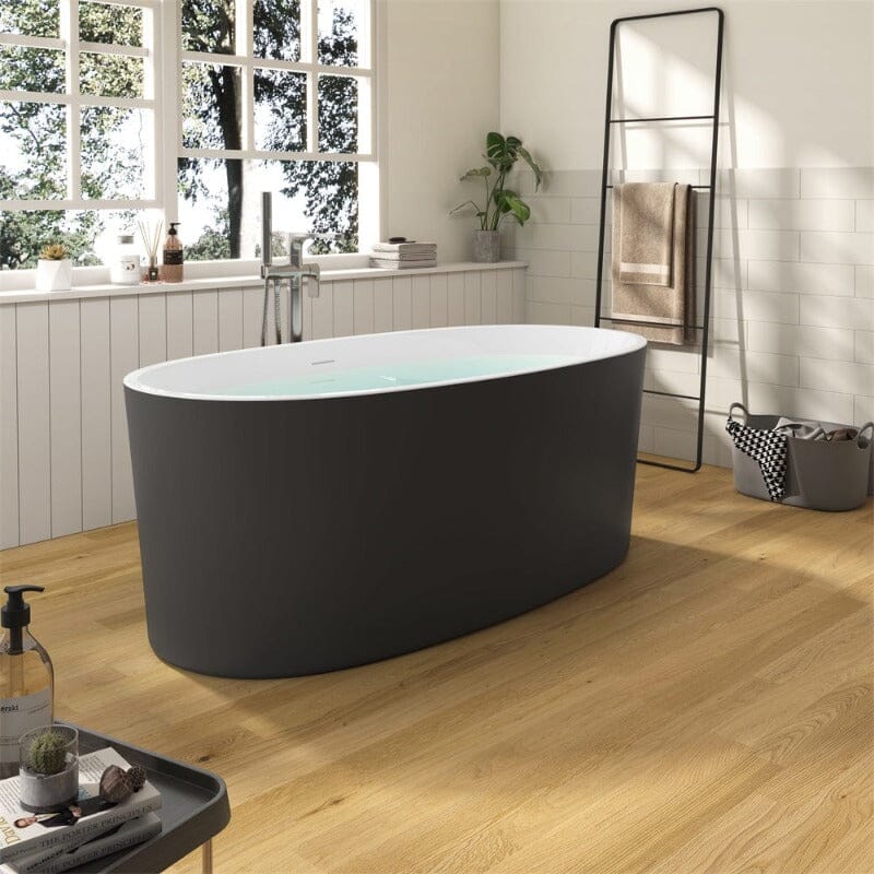 59" Acrylic Modern Bathtub Oval Shape Freestanding Soaking Tub