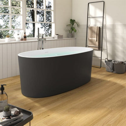 59" Acrylic Modern Bathtub Oval Shape Freestanding Soaking Tub