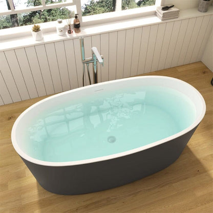 59" Acrylic Modern Bathtub Oval Shape Freestanding Soaking Tub