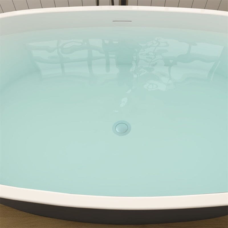 59" Acrylic Modern Bathtub Oval Shape Freestanding Soaking Tub