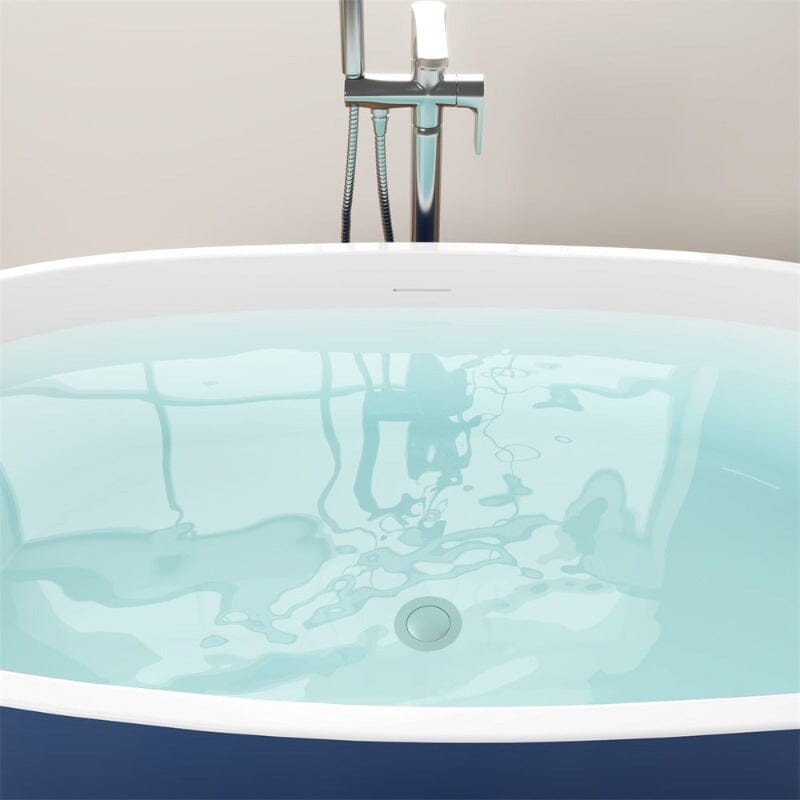 59" Acrylic Modern Bathtub Oval Shape Freestanding Soaking Tub