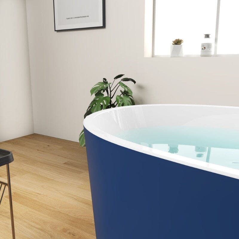 59" Acrylic Modern Bathtub Oval Shape Freestanding Soaking Tub