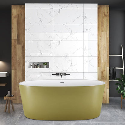 59" Acrylic Modern Bathtub Oval Shape Freestanding Soaking Tub