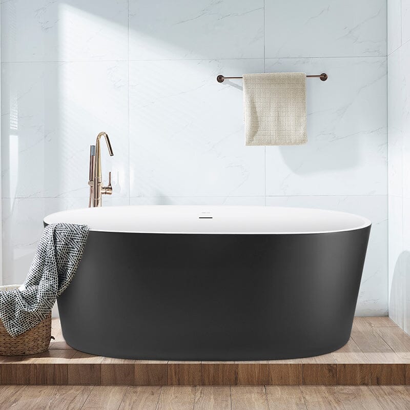 59" Acrylic Modern Bathtub Oval Shape Freestanding Soaking Tub