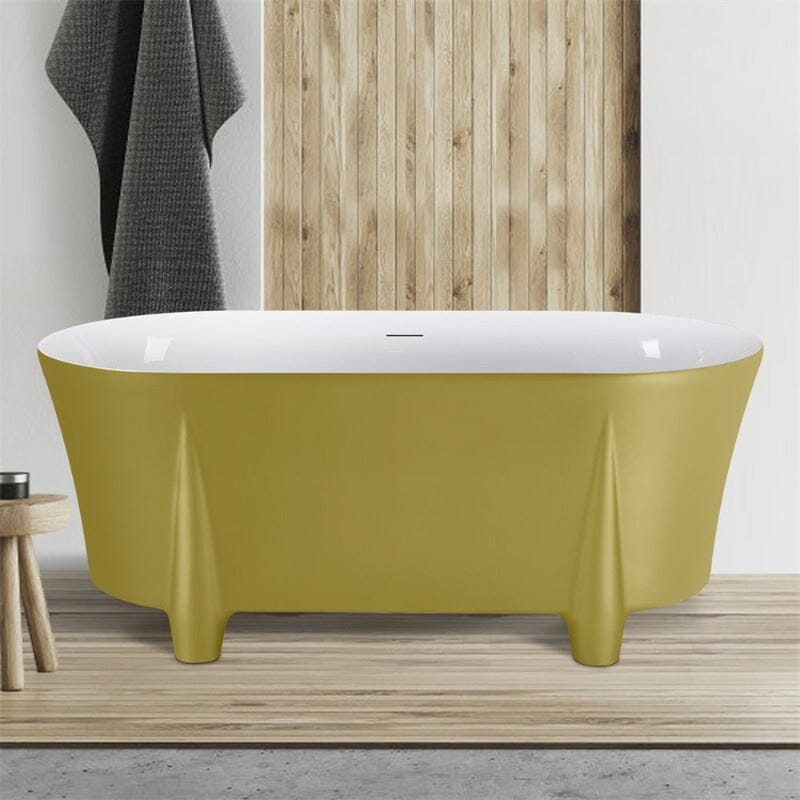 59'' Modern Luxury Freestanding Soaking Bathtub with Feet Acrylic