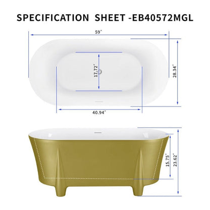 59'' Modern Luxury Freestanding Soaking Bathtub with Feet Acrylic