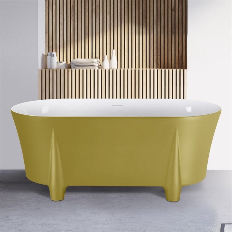 59'' Modern Luxury Freestanding Soaking Bathtub with Feet Acrylic