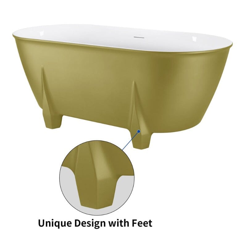 59'' Modern Luxury Freestanding Soaking Bathtub with Feet Acrylic