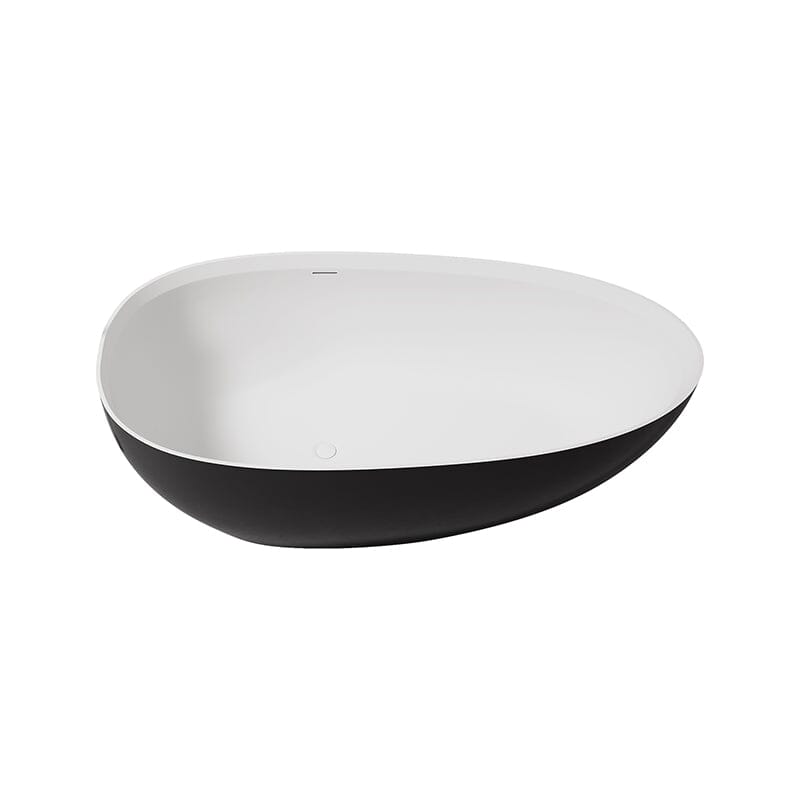 71'' Solid Surface Stone Resin Oval-shaped Freestanding Soaking Bathtub with Overflow