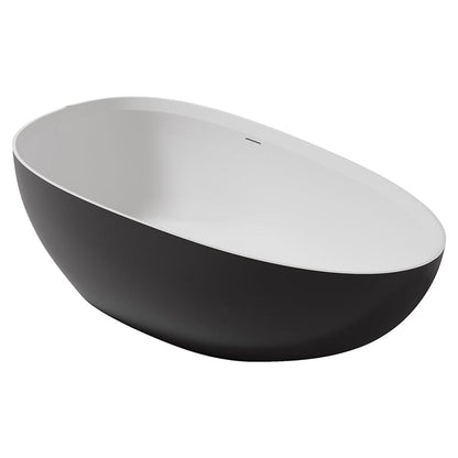 71'' Solid Surface Stone Resin Oval-shaped Freestanding Soaking Bathtub with Overflow