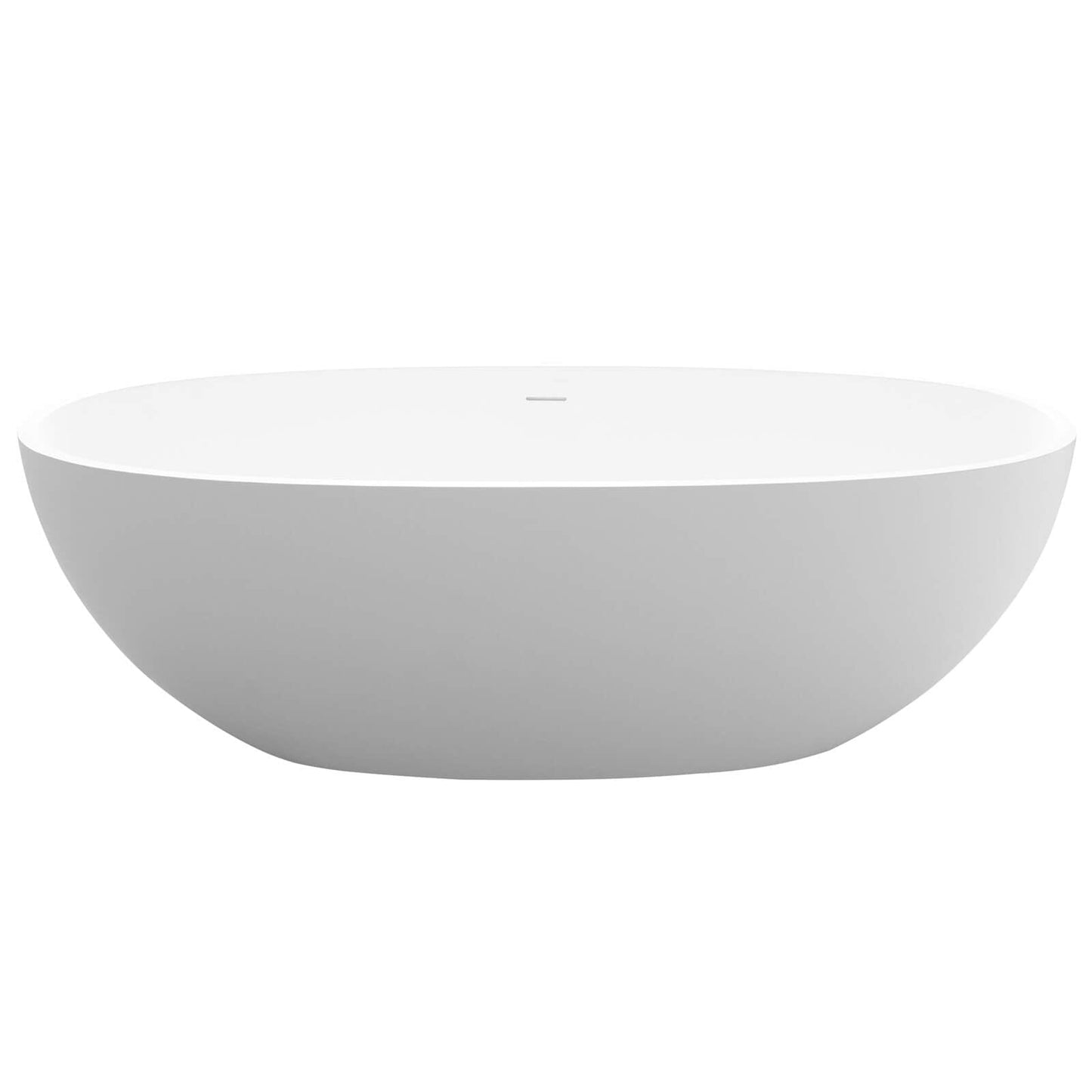 71'' Solid Surface Stone Resin Oval-shaped Freestanding Soaking Bathtub with Overflow