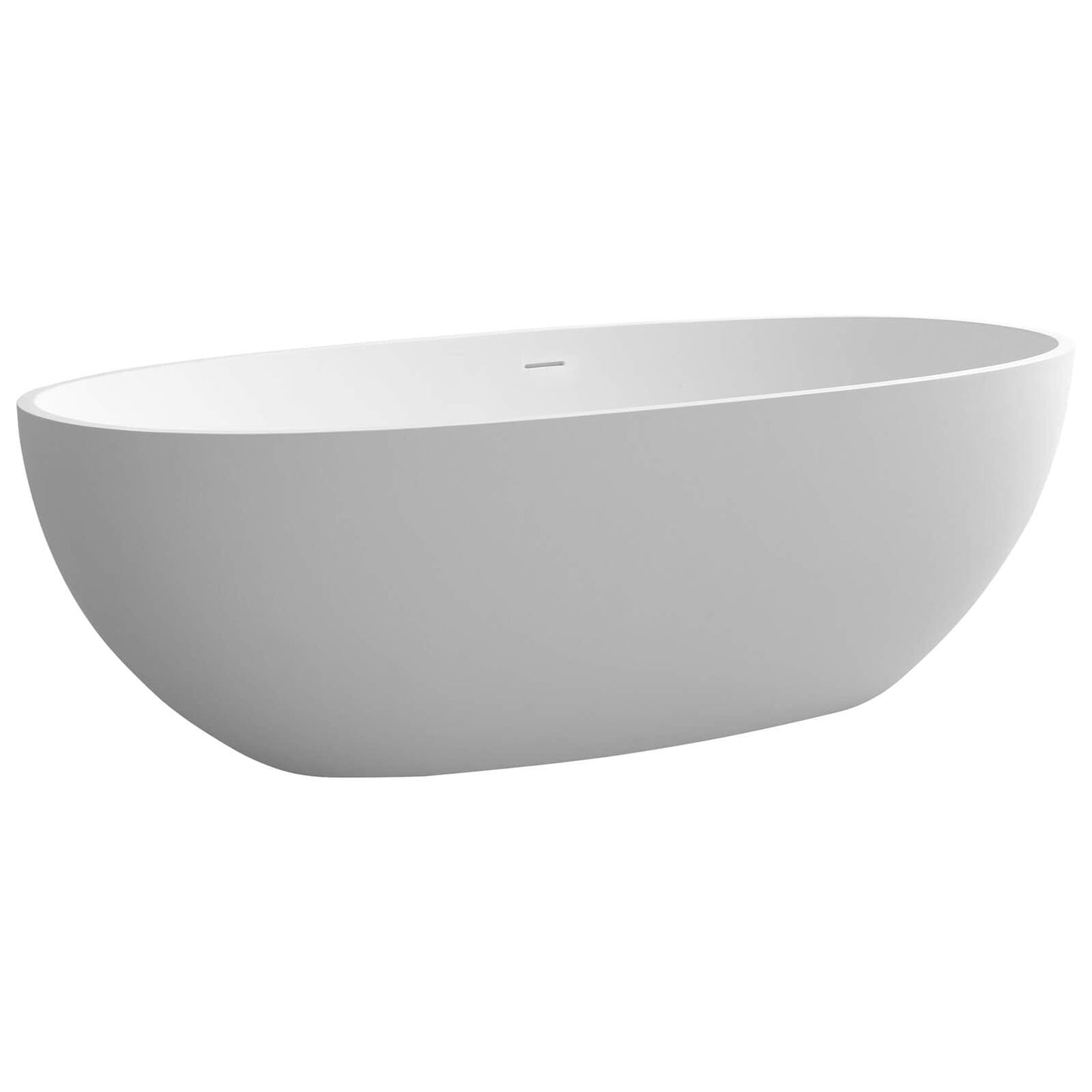 71'' Solid Surface Stone Resin Oval-shaped Freestanding Soaking Bathtub with Overflow