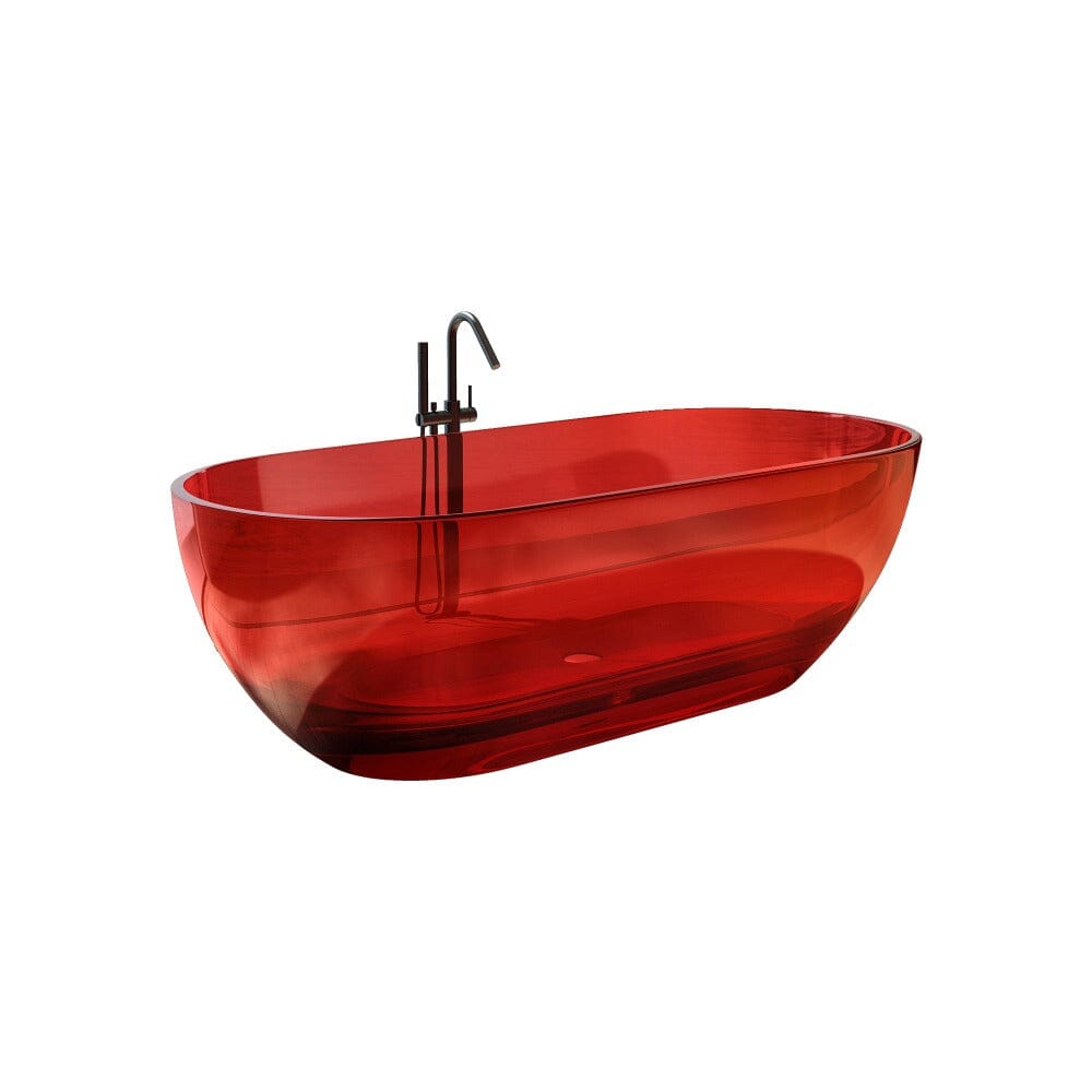 69'' Resin Oval Modern Art Transparent Freestanding Soaking Bathtub