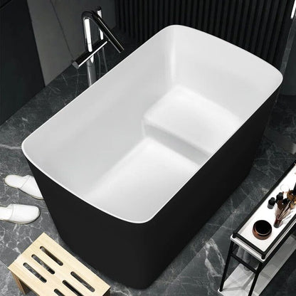 47'' Acrylic Rectangle Freestanding Built-in Seat Japanese Soaking Bathtub