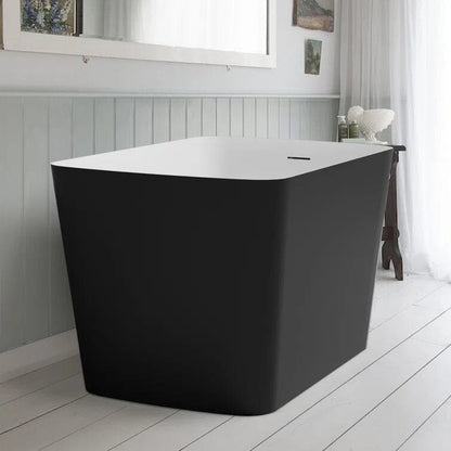 47'' Acrylic Freestanding Japanese Soaking Bathtub with Built-in Seat Matte Black