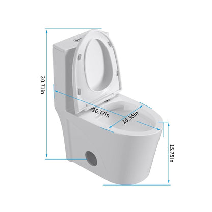 One Piece 1.1GPF/1.6 GPF Dual Flush Elongated Toilet