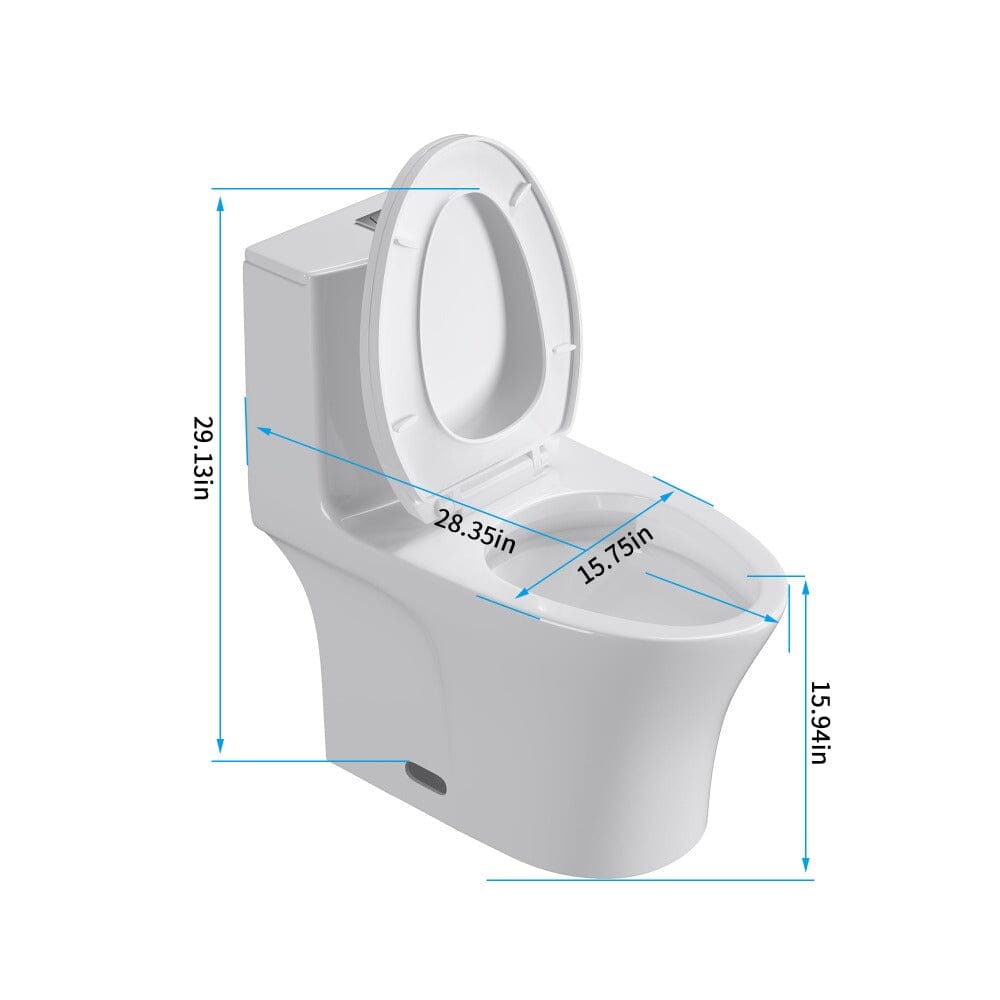 One-Piece Toilet 1.1GPF/1.6 GPF Siphon Jet Dual Flushing with Toilet Seat