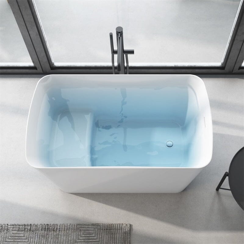 47'' Acrylic Rectangle Freestanding Built-in Seat Japanese Soaking Bathtub