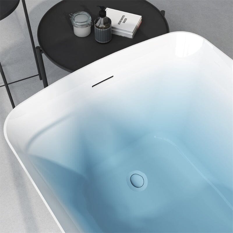 47'' Acrylic Rectangle Freestanding Built-in Seat Japanese Soaking Bathtub