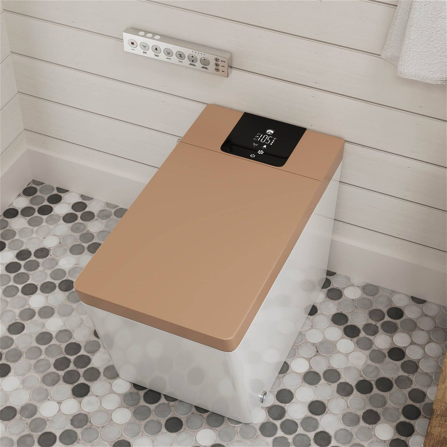 Smart Square One-Piece Floor Toilet with Remote Control and Automatic Cover