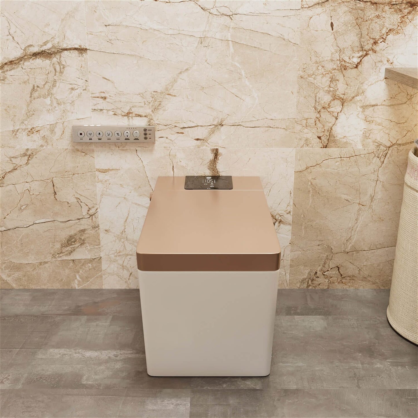 Smart Square One-Piece Floor Toilet with Remote Control and Automatic Cover