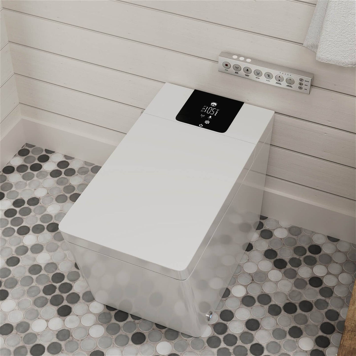 Smart Square One-Piece Floor Toilet with Remote Control and Automatic Cover