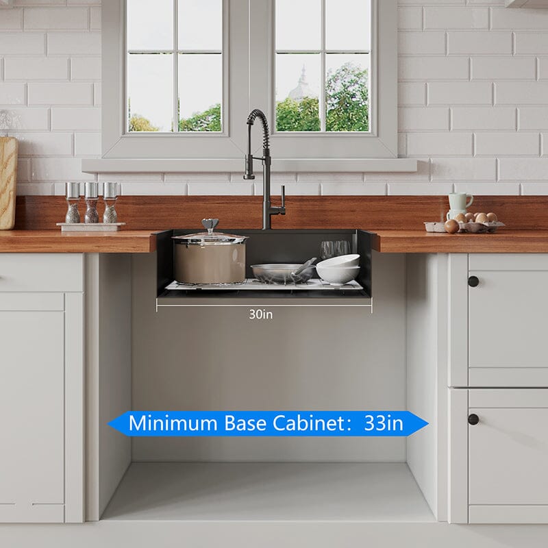 30" x 22" Multifunctional Drop-In Kitchen Stainless Steel Sink with Drain Board