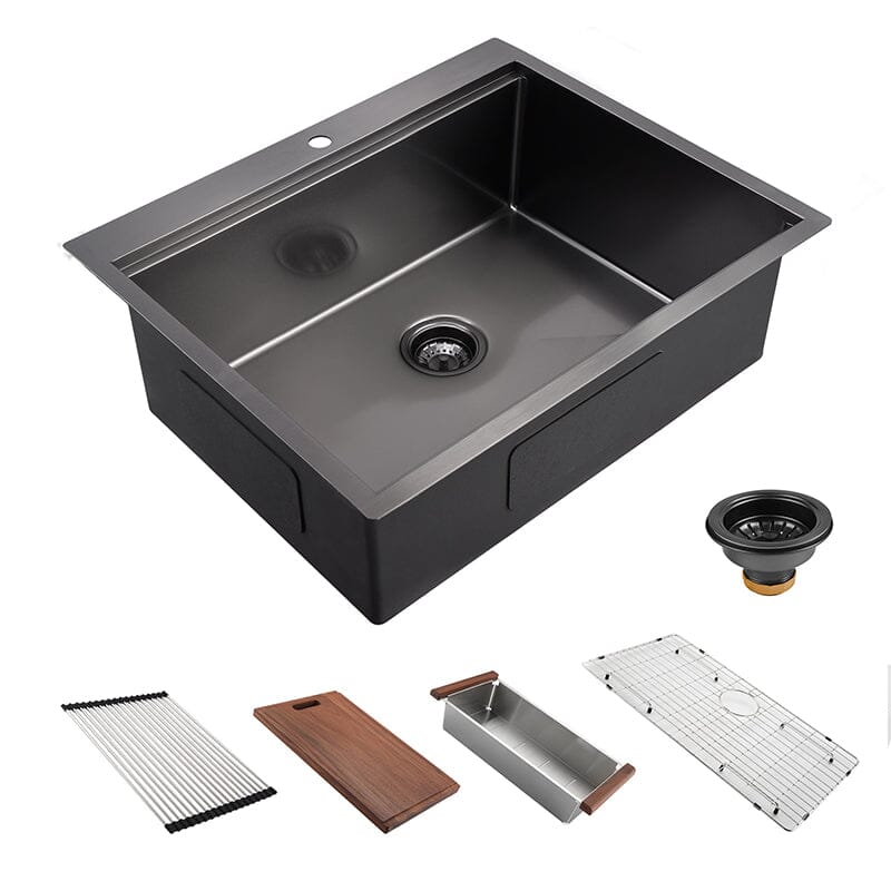 30" x 22" Multifunctional Drop-In Kitchen Stainless Steel Sink with Drain Board